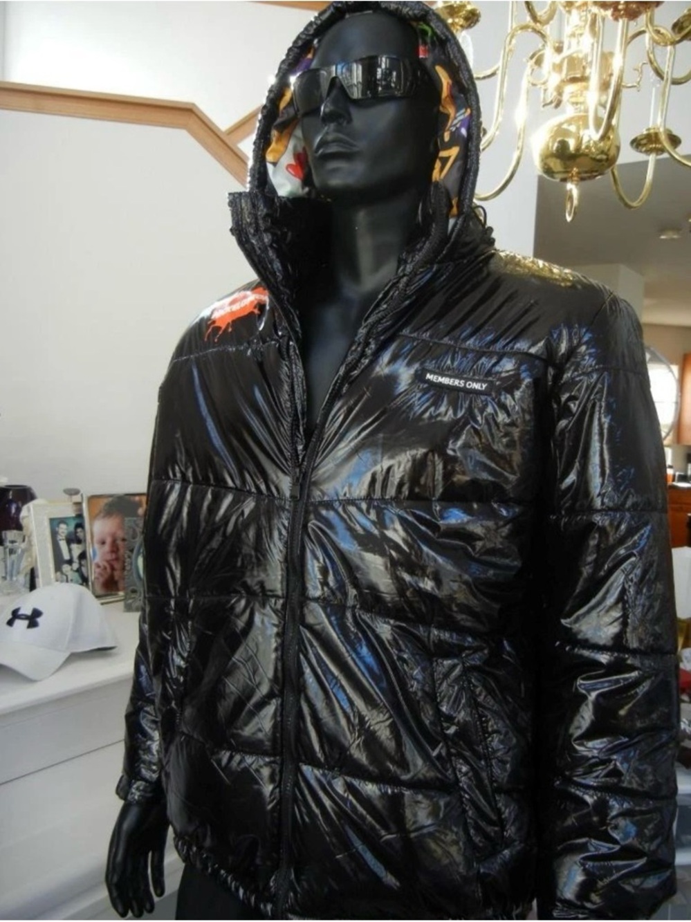 Members Only Black Puffer Jacket with Cartoon Character Liner Nickelodeon